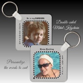 Doppelseitig 2 Fotos heißen Sonnenschein grau Schlüsselanhänger