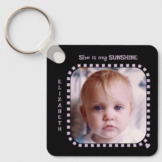 Doppelseitig 2 Fotos schwarz lila Schlüsselanhänger (Vorderseite)