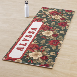 Doppelseitig, Blumen & diagonale Streifen Yogamatte
