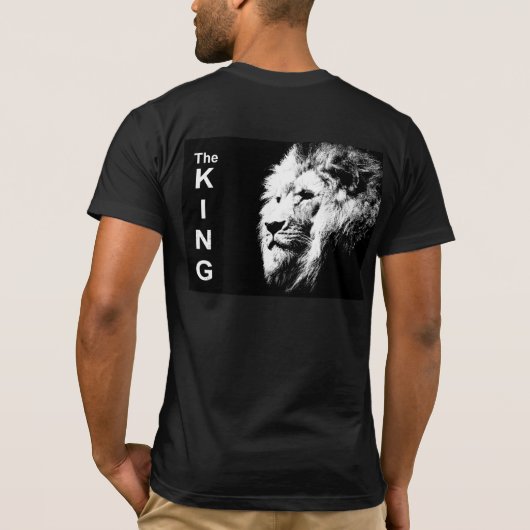Doppelseitig der King Pop Art Lion Kopf Männer T-Shirt (Rückseite)