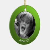 Doppelseitig Grün 2 x Benutzerdefiniertes Foto und Keramik Ornament (Rechts)