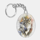 Doppelseitig Schlüsselanhänger (Wolf) (Vorderseite links)