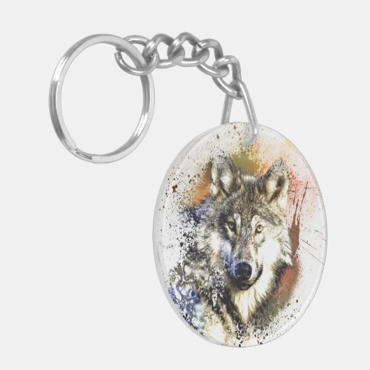 Doppelseitig Schlüsselanhänger (Wolf) (Vorderseite links)