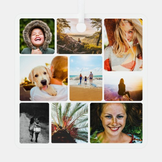 Doppelseitige 18-Foto-Rundmetallverzierung Ornament Aus Metall (Rückseite)