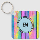 Doppelseitige 2 Fotos fügen die Initialen blau hin Schlüsselanhänger (Vorderseite)