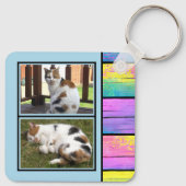 Doppelseitige 2 Fotos fügen die Initialen blau hin Schlüsselanhänger (Rückseite)