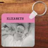 Doppelseitige 2 Fotos fügen die Namen pink hinzu Schlüsselanhänger (Rückseite)