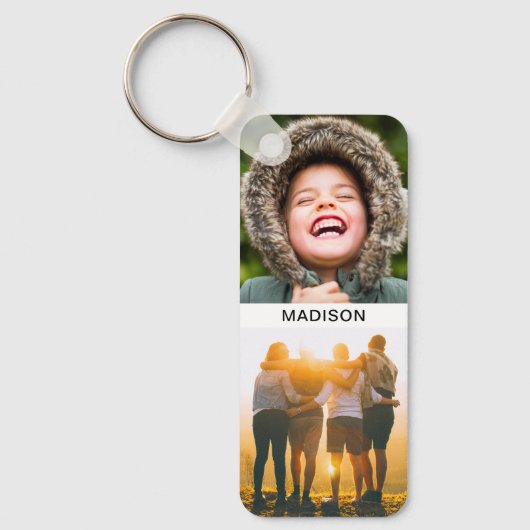 Doppelseitige 4 Foto & Name Schlüsselanhänger (Vorderseite)