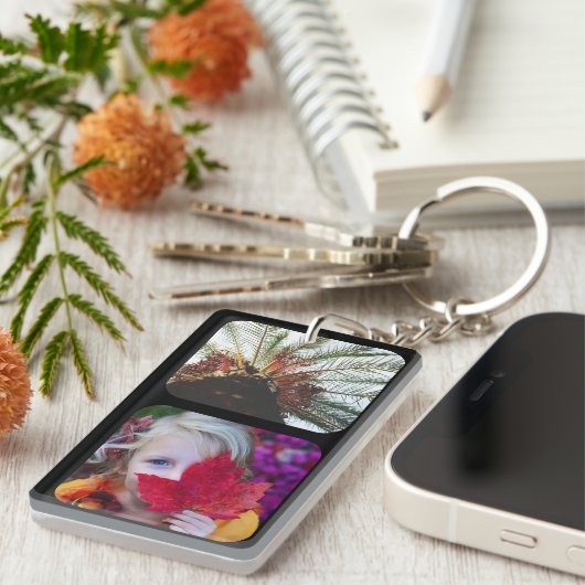 Doppelseitige 4-Fotomaterial schwarz gerundet Schlüsselanhänger (Vorderseite rechts)