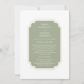Doppelseitige BILINGUAL Wedding Olive Green Einladung (Vorderseite)
