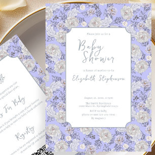 Doppelseitige blaue Blumen-Baby-Shower-Einladung Einladung