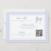 Doppelseitige blaue Gingham-Baby-Einladung Einladung (Rückseite)