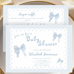 Doppelseitige blaue Schleifen-Baby-Einladung Einladung