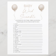 Doppelseitige Boho Balloon Baby Showspielkarte