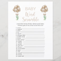 Doppelseitige Boho Balloons Baby Shower Game Card