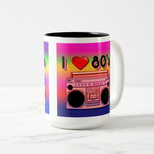 Doppelseitige Boombox-80er Retro-80er-Coffee-Tasse Zweifarbige Tasse (VorderseiteRechts)
