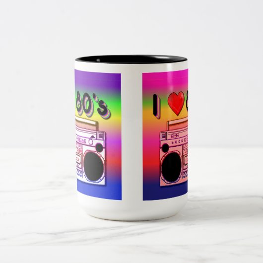 Doppelseitige Boombox-80er Retro-80er-Coffee-Tasse Zweifarbige Tasse (Mittel)