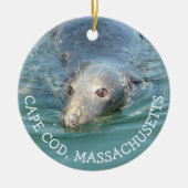 Doppelseitige Cape Cod Siegel Fotografieren Weihna Keramik Ornament (Vorne)