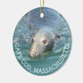 Doppelseitige Cape Cod Siegel Fotografieren Weihna Keramik Ornament (Links)