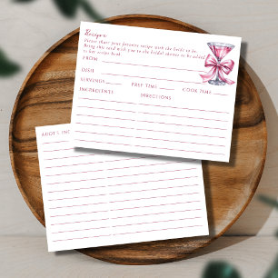 Doppelseitige Chic Pink Martini Themen-Rezeptkarte Begleitkarte