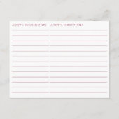 Doppelseitige Chic Pink Martini Themenkarte Begleitkarte (Rückseite)