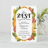 Doppelseitige Citrus Baby Dusche Einladung (Stehend Vorderseite)