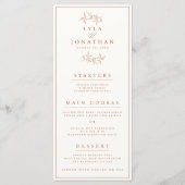 Doppelseitige Elfenbein & Terracotta Hochzeit/Aben Menükarte (Vorderseite)