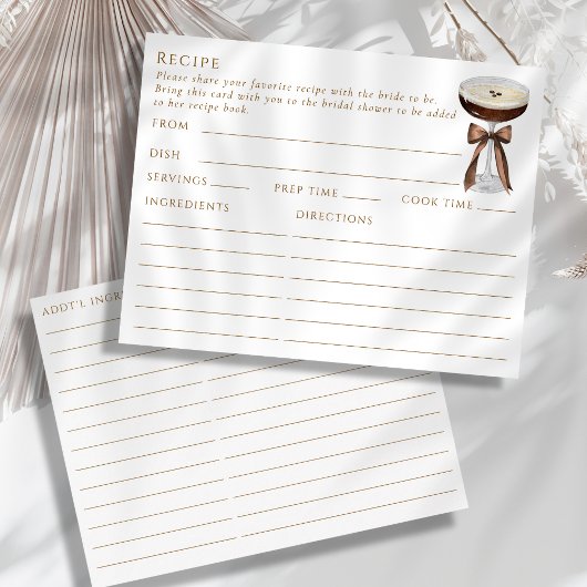 Doppelseitige Espresso Martini Themenkarte Begleitkarte