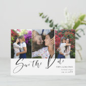 Doppelseitige Foto-Collage Hochzeit speichern Sie  Save The Date (Stehend Vorderseite)