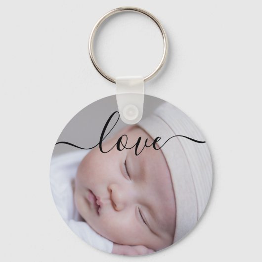 Doppelseitige Foto-Liebe Brush-Skript benutzerdefi Schlüsselanhänger (Vorderseite)