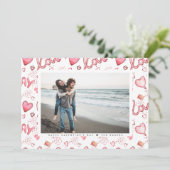 Doppelseitige Fotokarte | Rote Liebe Feiertagskarte (Stehend Vorderseite)