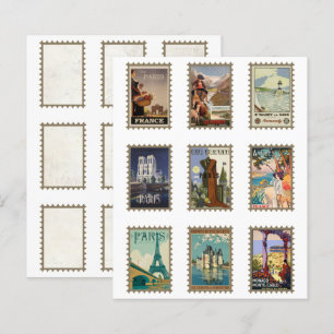 Doppelseitige französische Travel Postage Briefmar