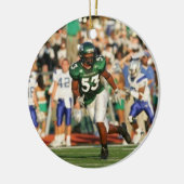 Doppelseitige Fußball-Weihnachtsverzierung Keramik Ornament (Links)