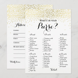 Doppelseitige Goldkonfetti-Baby-Brautparty-Spiele Einladung