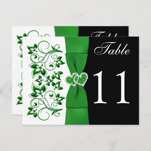 Doppelseitige grüne, weiße, schwarze Tischnummer (Vorne/Hinten)
