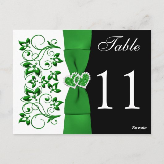 Doppelseitige grüne, weiße, schwarze Tischnummer (Rückseite)