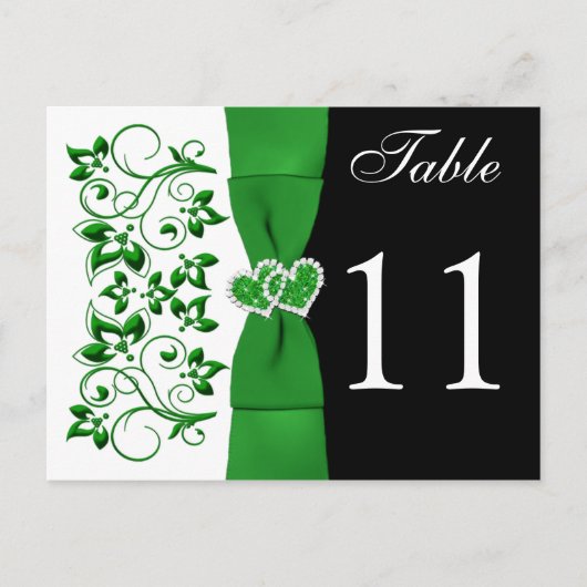 Doppelseitige grüne, weiße, schwarze Tischnummer (Vorderseite)