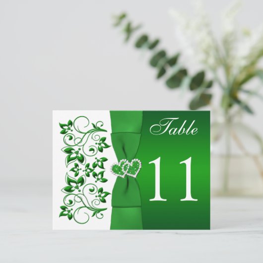 Doppelseitige grüne, weiße Tischnummer (Stehend Vorderseite)