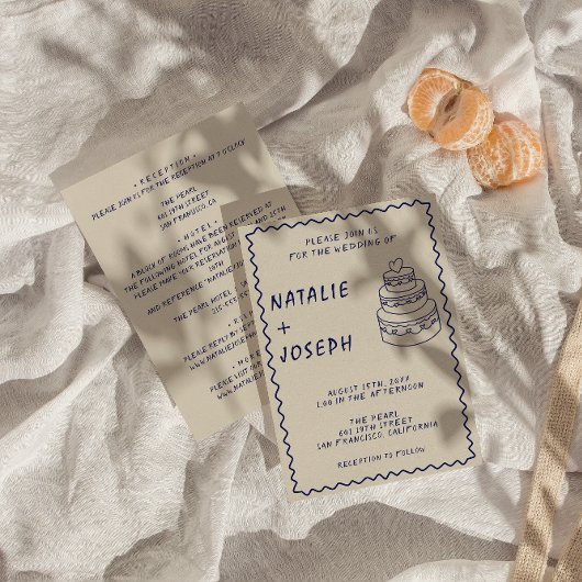 Doppelseitige handgeschriebene Retro Cake Moderne  Einladung