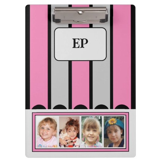 Doppelseitige Hinzufügen von Initialen 8 Foto rosa Klemmbrett (Vorderseite)