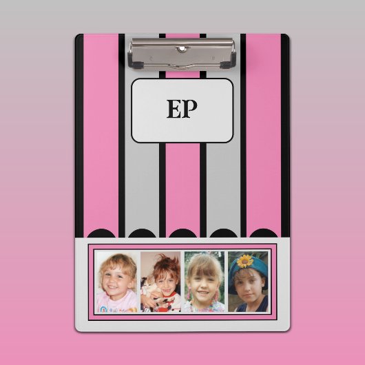 Doppelseitige Hinzufügen von Initialen 8 Foto rosa Klemmbrett