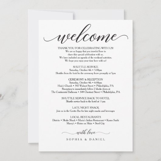 Doppelseitige Hochzeitreise - Begrüßung I Einladung (Vorderseite)