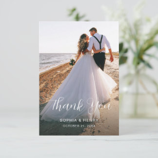 Doppelseitige Hochzeitskarte mit Foto Dankeskarte