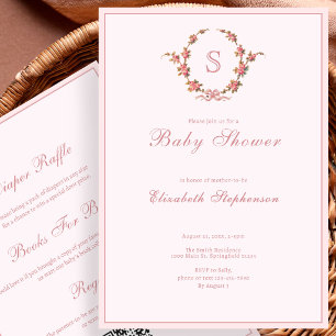 Doppelseitige klassische Vintage-Rosa-Baby-Party Einladung