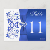 Doppelseitige Kobalt Blau-Weiß-Tischnummer Postkarte (Rückseite)