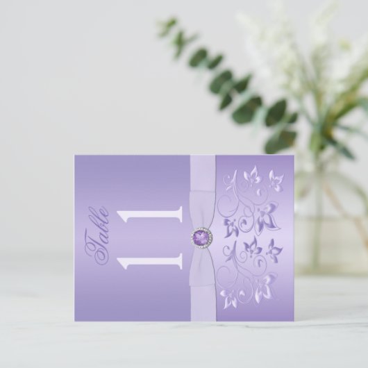 Doppelseitige Lavendel-Tischnummer Postkarte (Stehend Vorderseite)