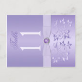 Doppelseitige Lavendel-Tischnummer Postkarte (Vorderseite)