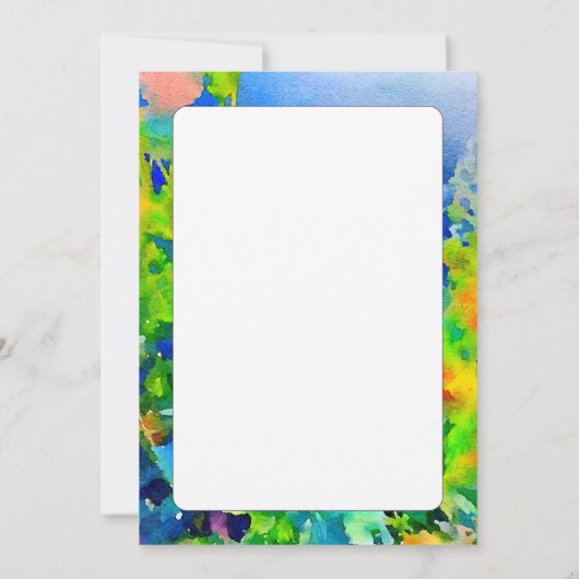 Doppelseitige, lebendige abstrakte Aquarellfarbe Einladung (Rückseite)