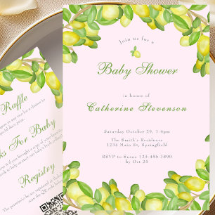 Doppelseitige Lemon Girl Baby Shower Einladung 