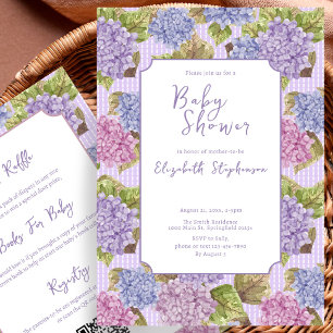 Doppelseitige lila Blumen Baby Shower Einladung